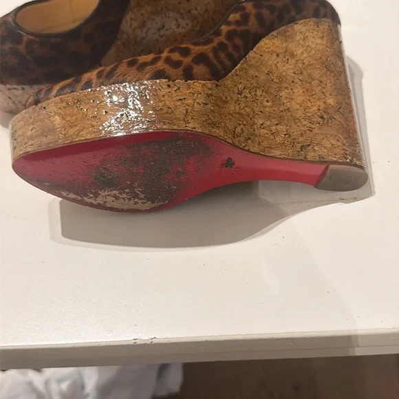 Christian Louboutin Leopard pony hair wedge